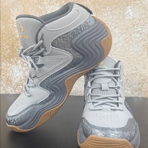 Shaq Gray and Tan High-Top Sneakers